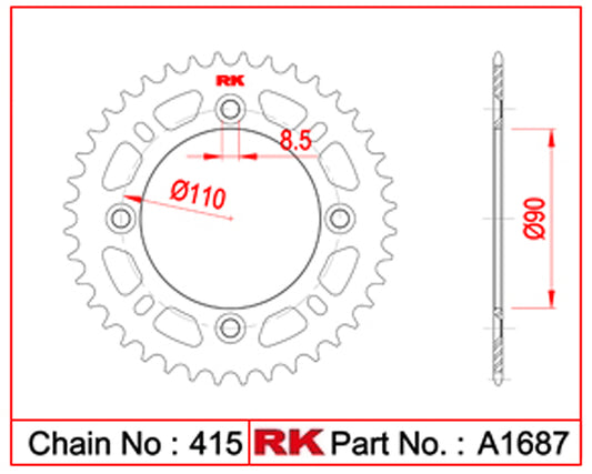Sprocket Rear RK A1687-40 AFAM 14100-40 JTR 801-40