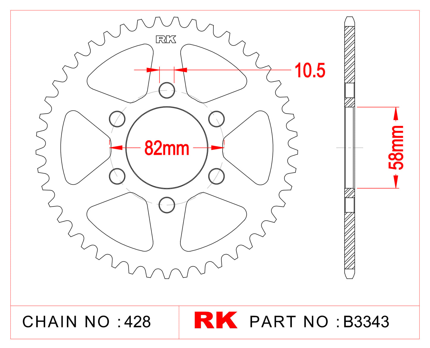 Sprocket Rear RK-B3343-43 428 pitch