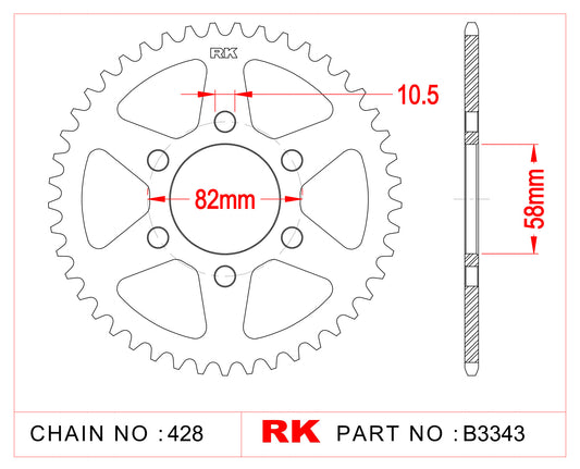 Sprocket Rear RK-B3343-43 428 pitch