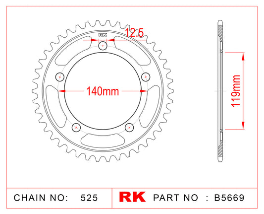 Sprocket Rear RK B5669-45 JTR 010-45 JTR10-45