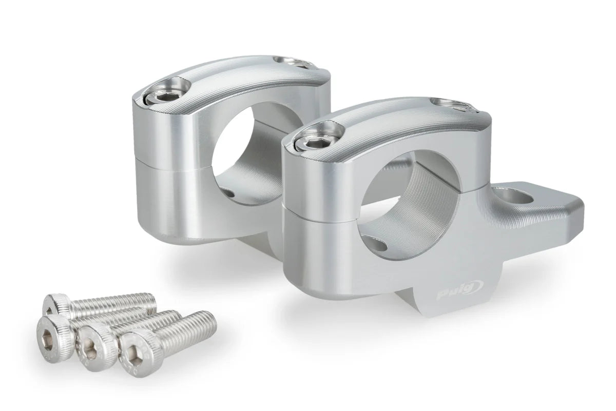 BMW R 1300 GS Models (2023 - On) Puig Handlebar Risers (Silver) 20mm Rise, 16mm Back.