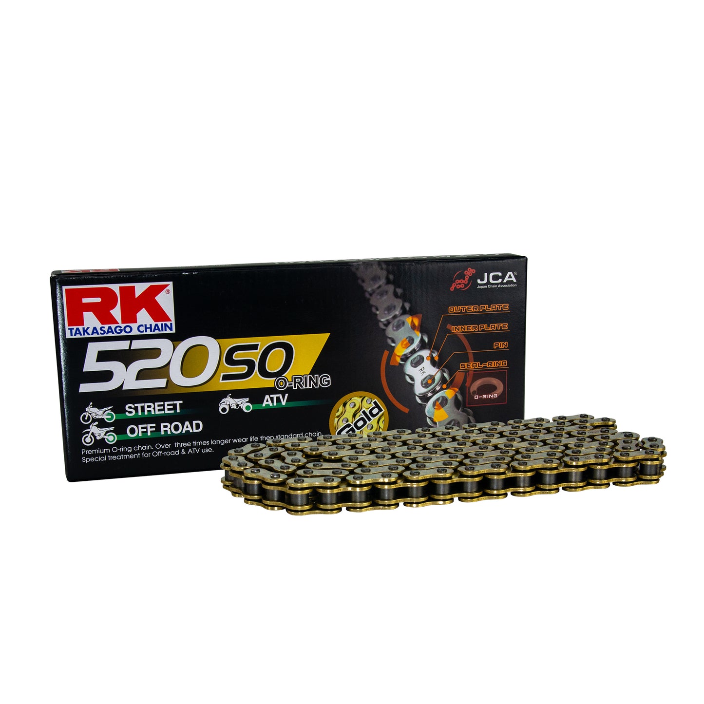 RK GB520SO-114 Gold O-Ring Clip Link Chain - Off Road