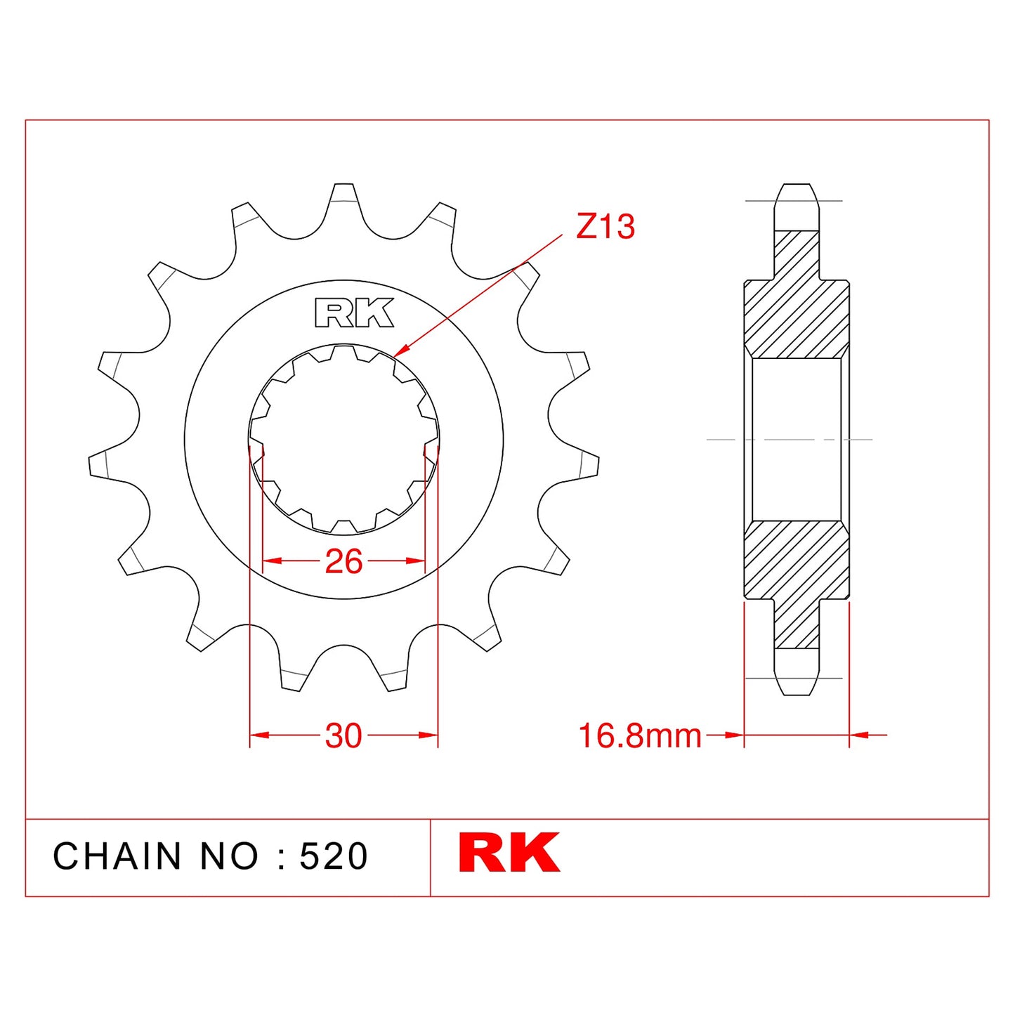 Sprocket Front JTF1370 520 CONVERSION sprocket