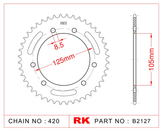 Sprocket Rear RK-B2127-53 JTR1131 Afam 47103