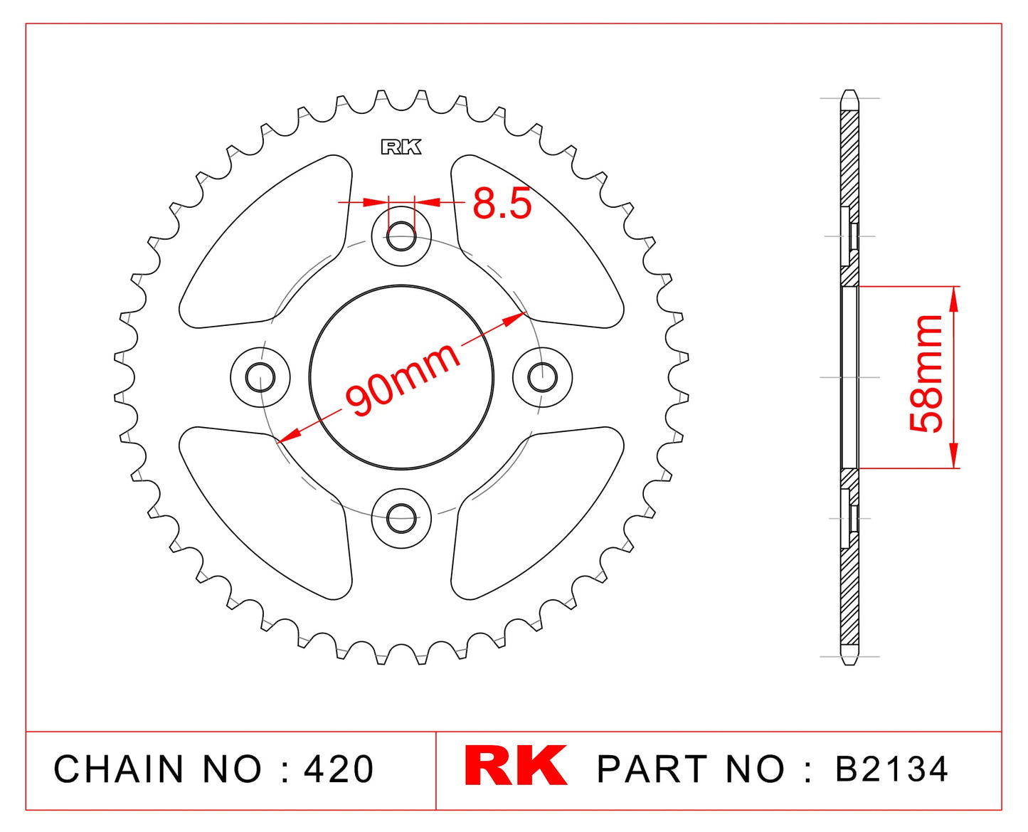 Sprocket Rear RK-B2134-36 JTR212 Afam 10117