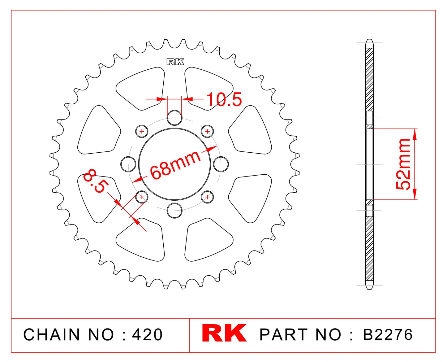 Sprocket Rear B2276-46 JTR 801-46 AFAM 14100 (Suz TS)