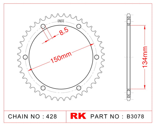 Sprocket Rear RK-B3078-48 JTR463 Afam 16203