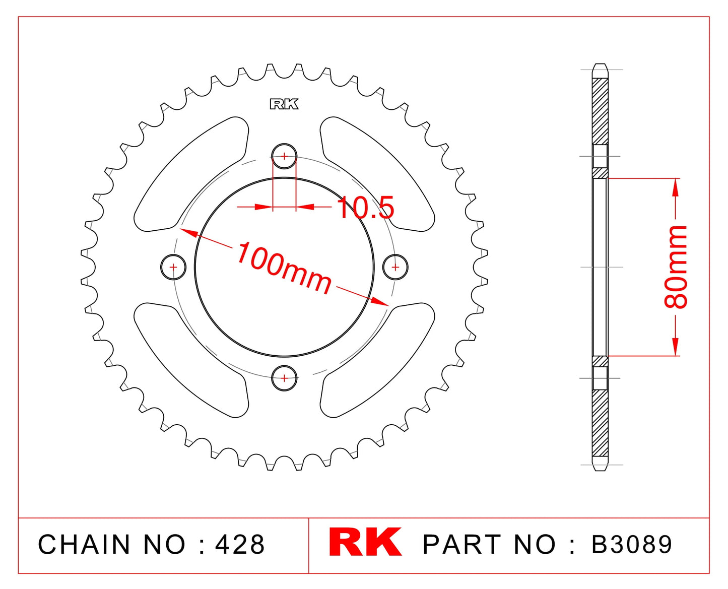Sprocket Rear RK-B3089-45 JTR1794 Afam 14213