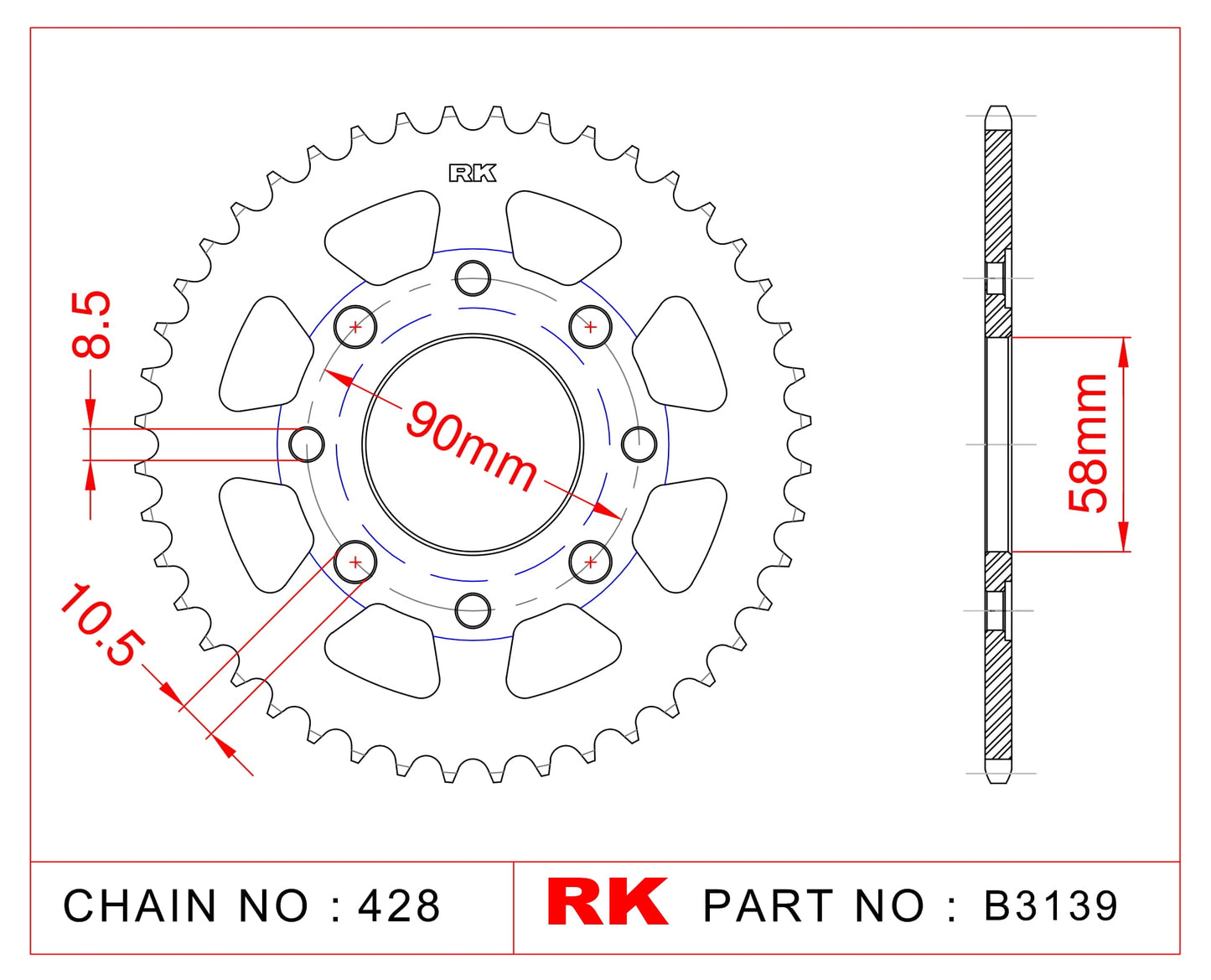 Sprocket Rear RK-B3139-39 JTR269 Afam 10201