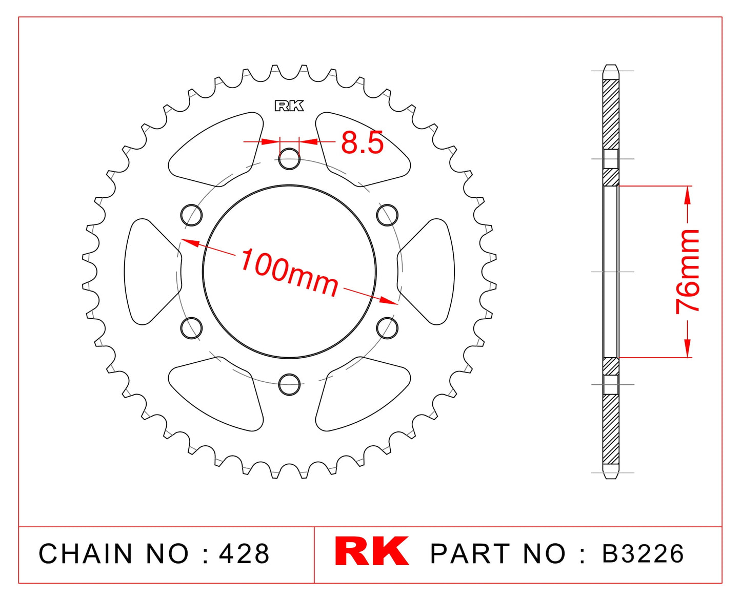Sprocket Rear RK-B3226-48 JTR1844 Afam 12227