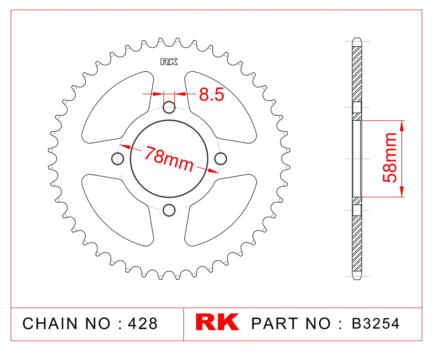 Sprocket Rear RK B3254-37 JTR 810-37