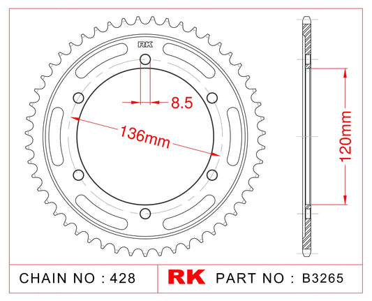 Sprocket Rear RK-B3265-50 JTR1847 Afam 12313