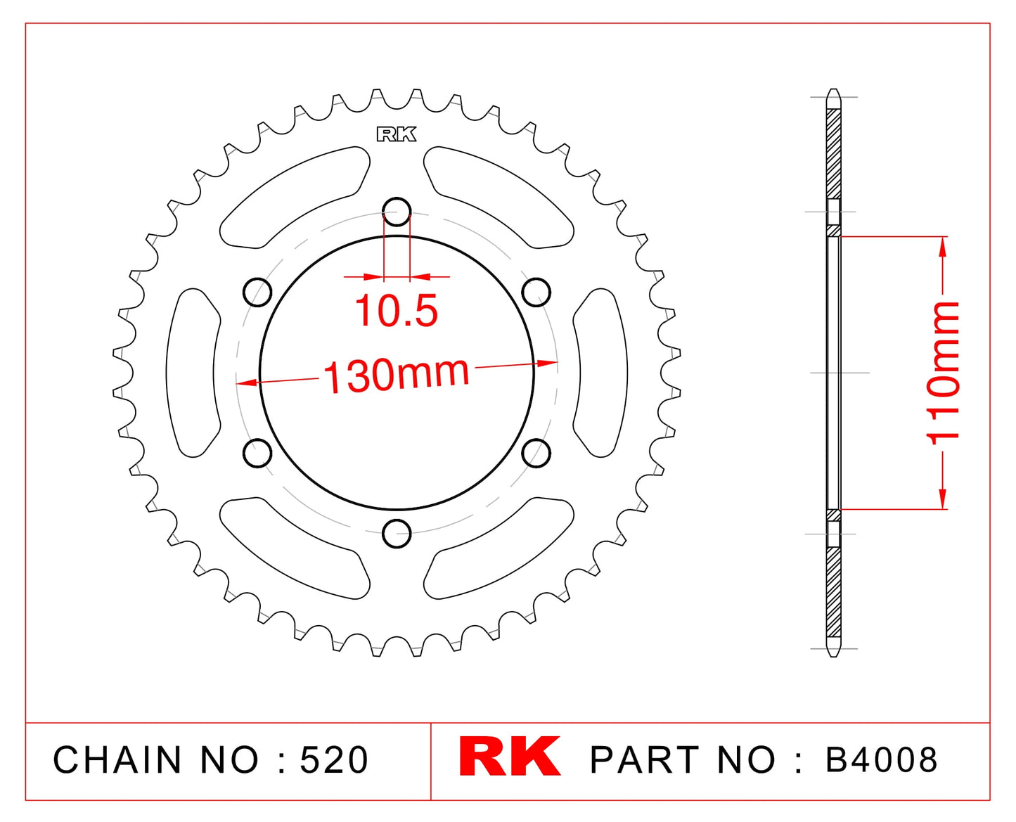 Sprocket Rear RK-B4008-38 JTR486 Afam 16500