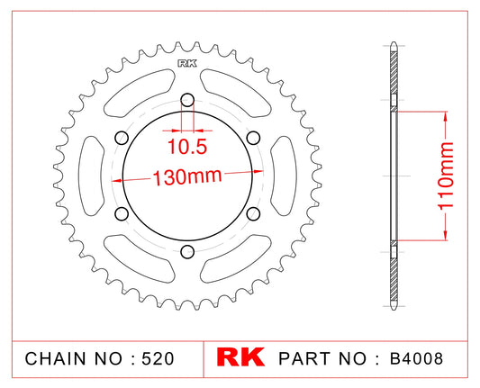 Sprocket Rear RK-B4008-39 JTR486 Afam 16500