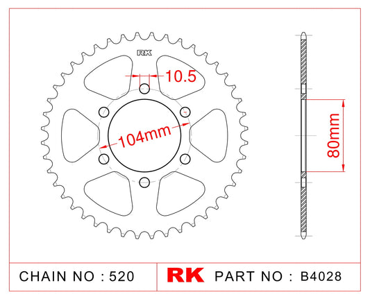 Sprocket Rear RK-B4028-43 JTR1478 Afam 16606