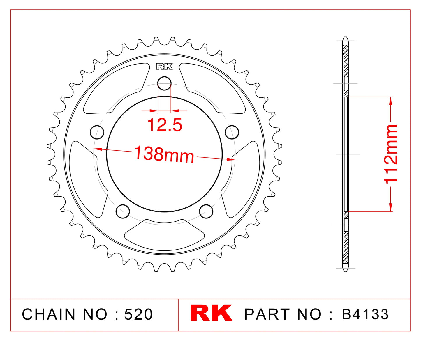 Sprocket Rear RK-B4133-41 JTR1316 Afam 10627