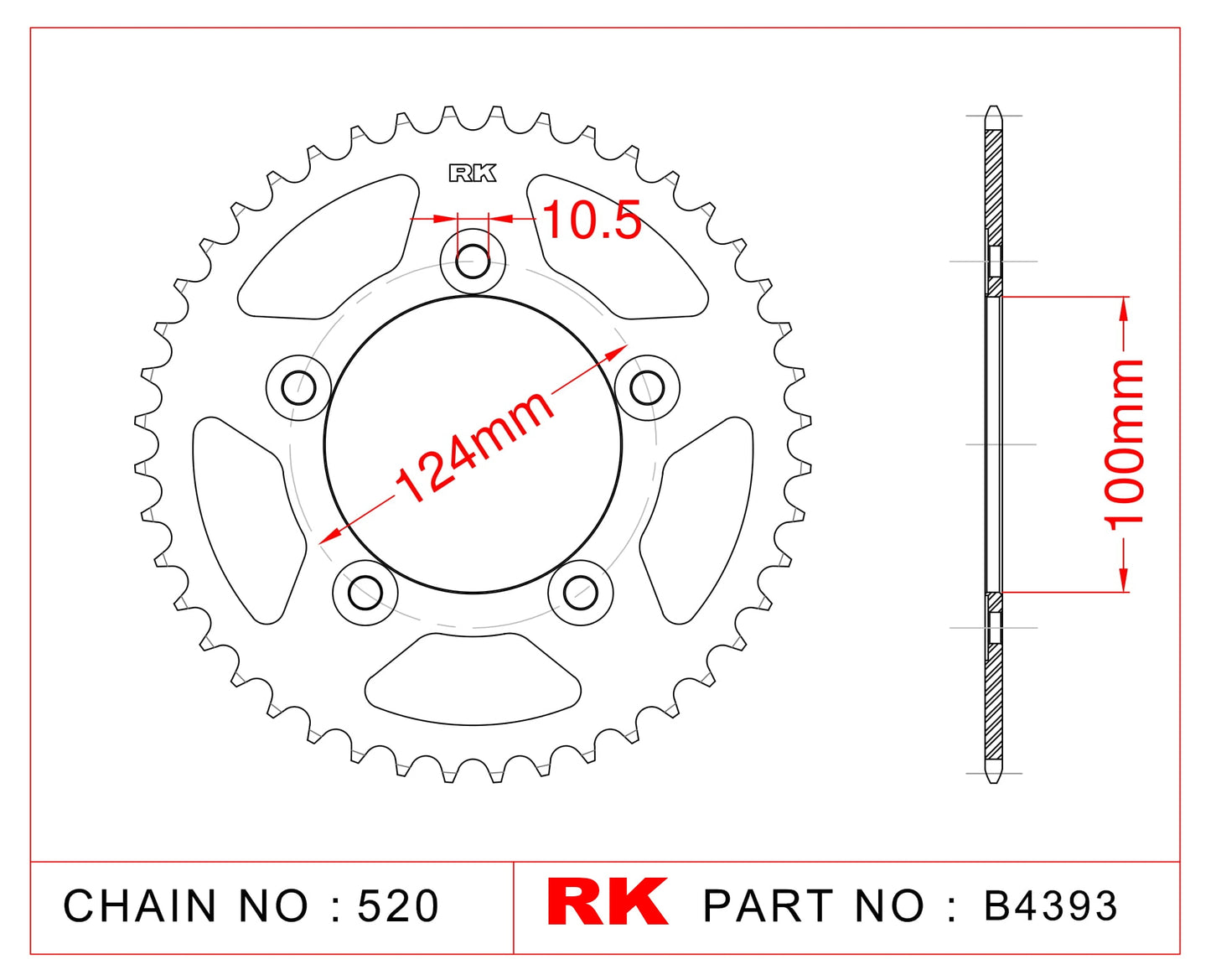 Sprocket Rear RK-B4393-46 JTR746 Afam 50613