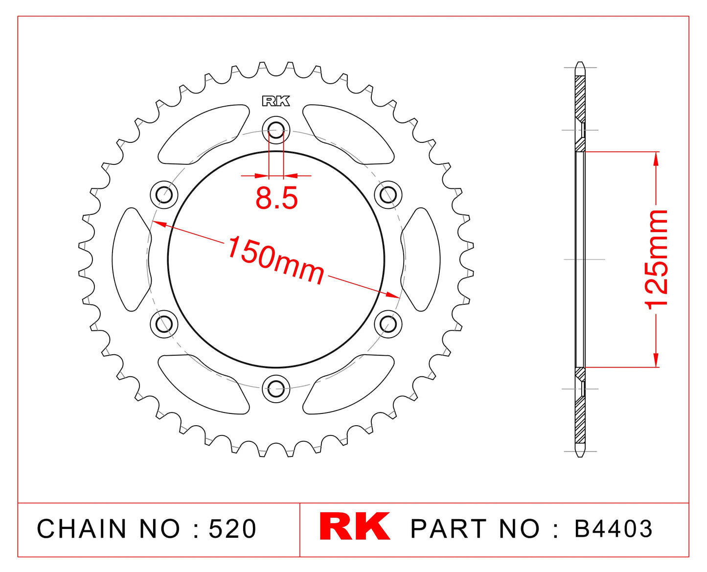 Sprocket Rear RK B4403-46 JTR 897-46 supersede to 3489742