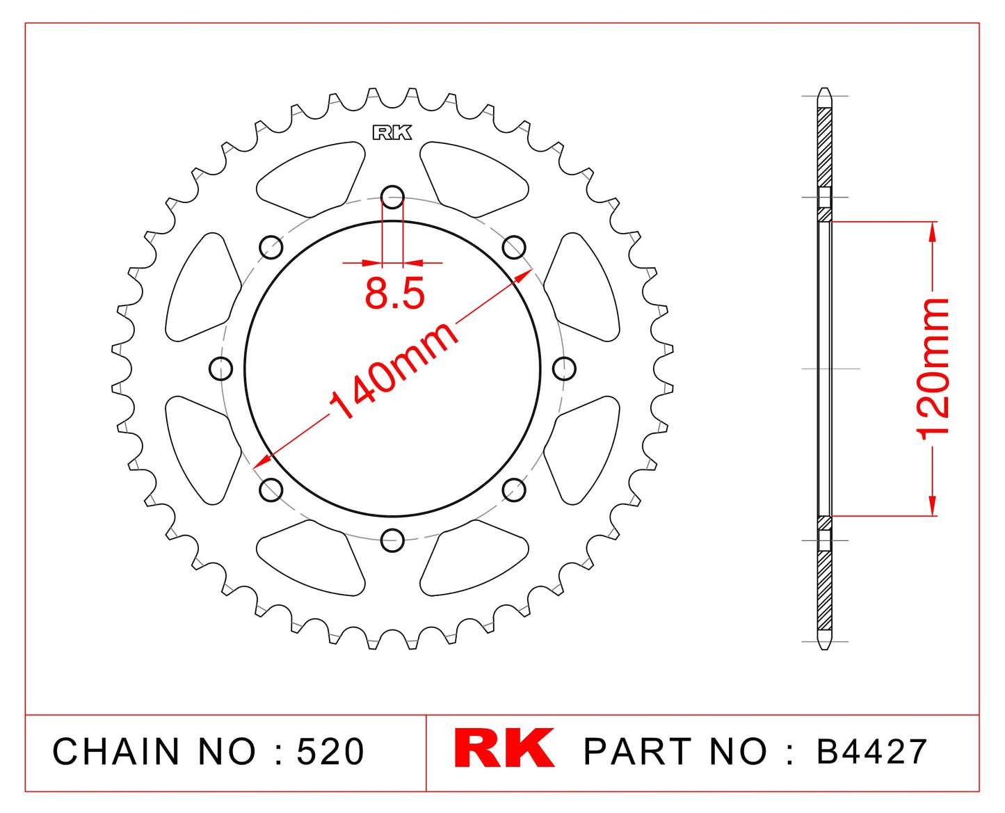 Sprocket Rear RK B4427-37 JTR 487-37