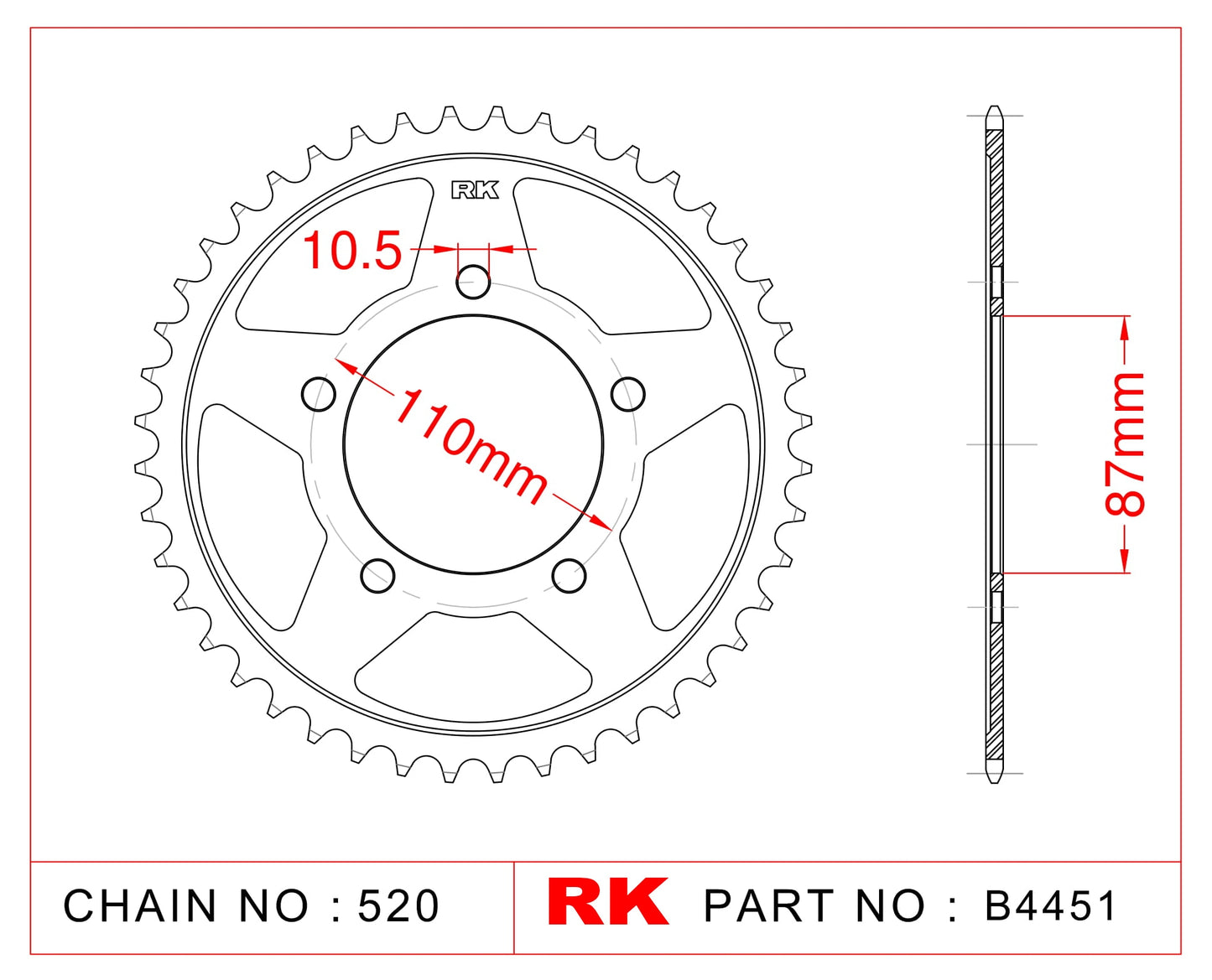 Sprocket Rear RK-B4451-39 JTR823 Afam 14405