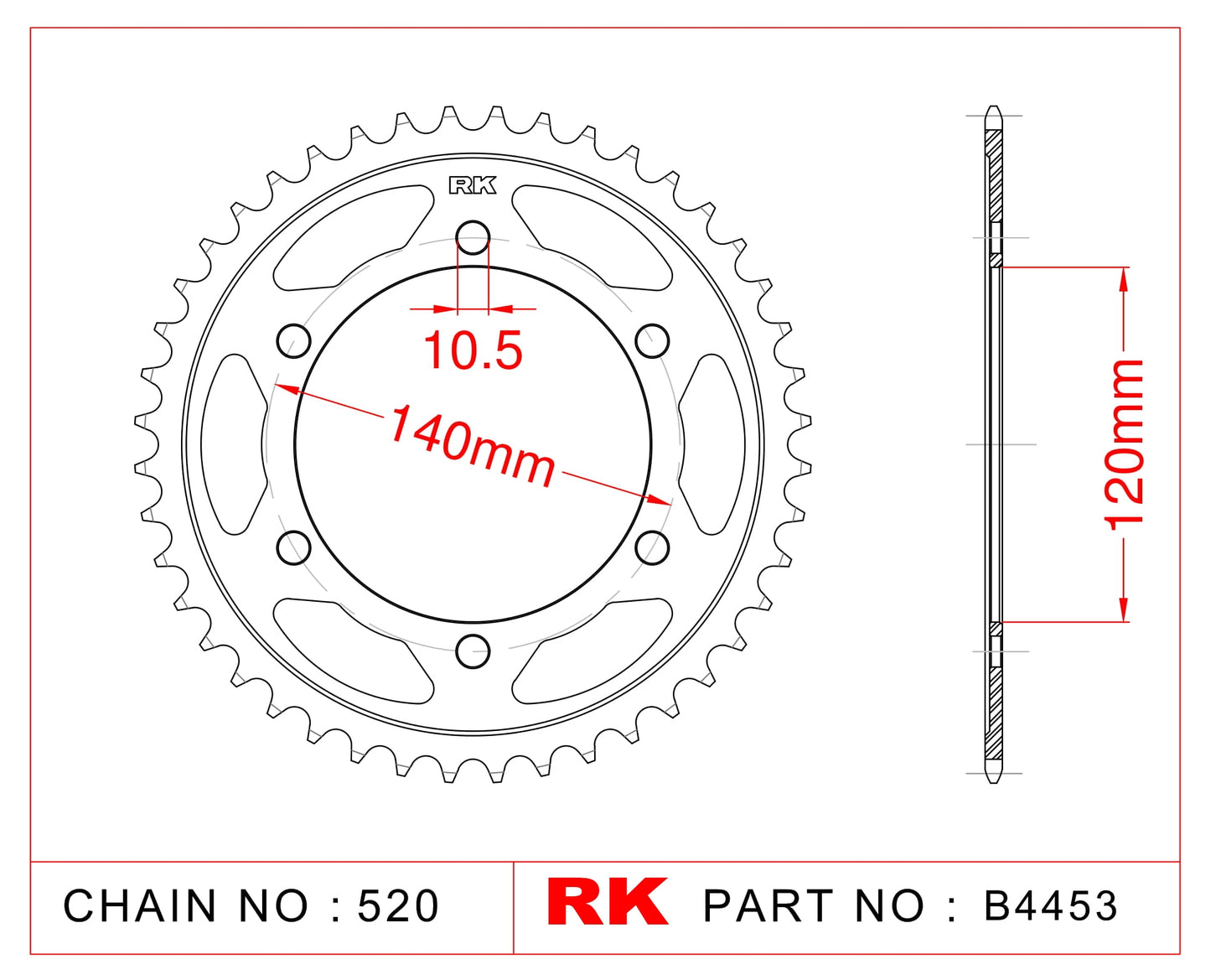 Sprocket Rear RK-B4453-44 JTR1490 Afam 16404