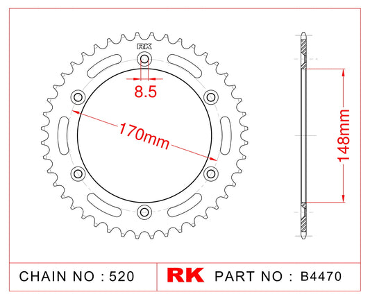Sprocket Rear RK B4470-48 JTR 828-48 Afam 14501