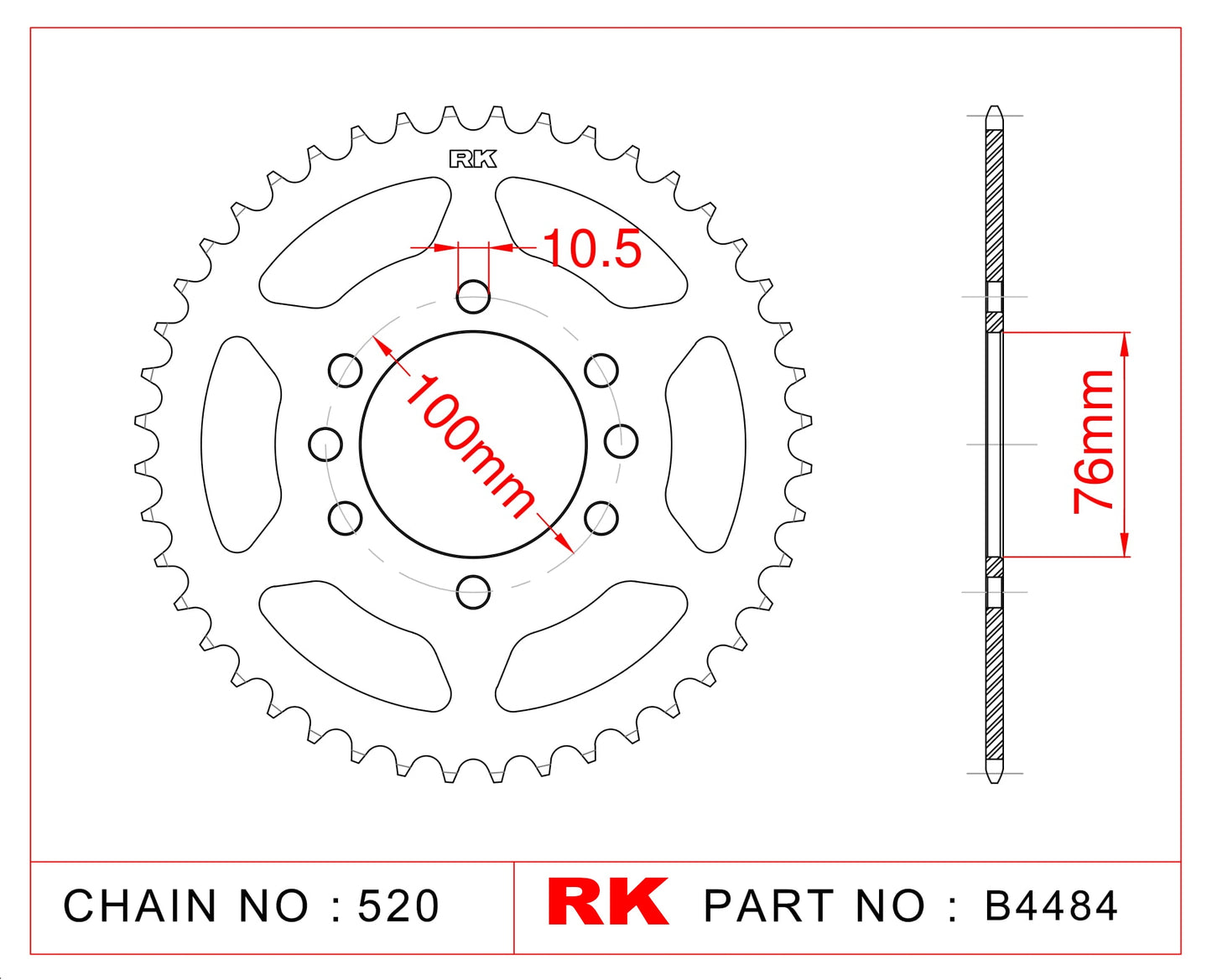 Sprocket Rear RK-B4484-43 JTR1825 Afam 14313