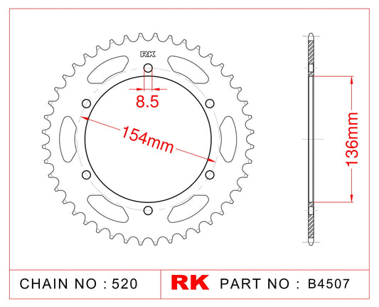 Sprocket Rear RK-B4507-47 JTR9 Afam 92503