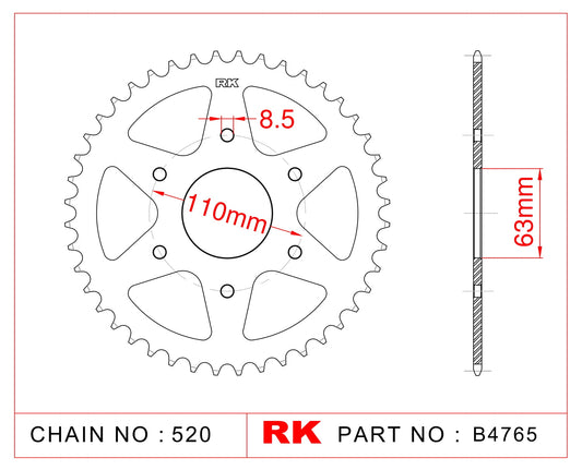 Sprocket Rear RK B4765-46 JTR 890-46