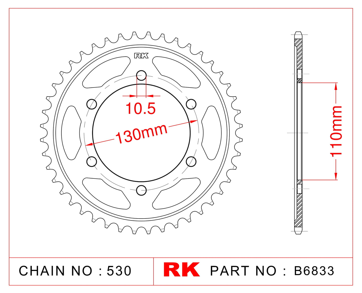 Sprocket Rear RK-B6833-41 JTR1479 Afam 16502