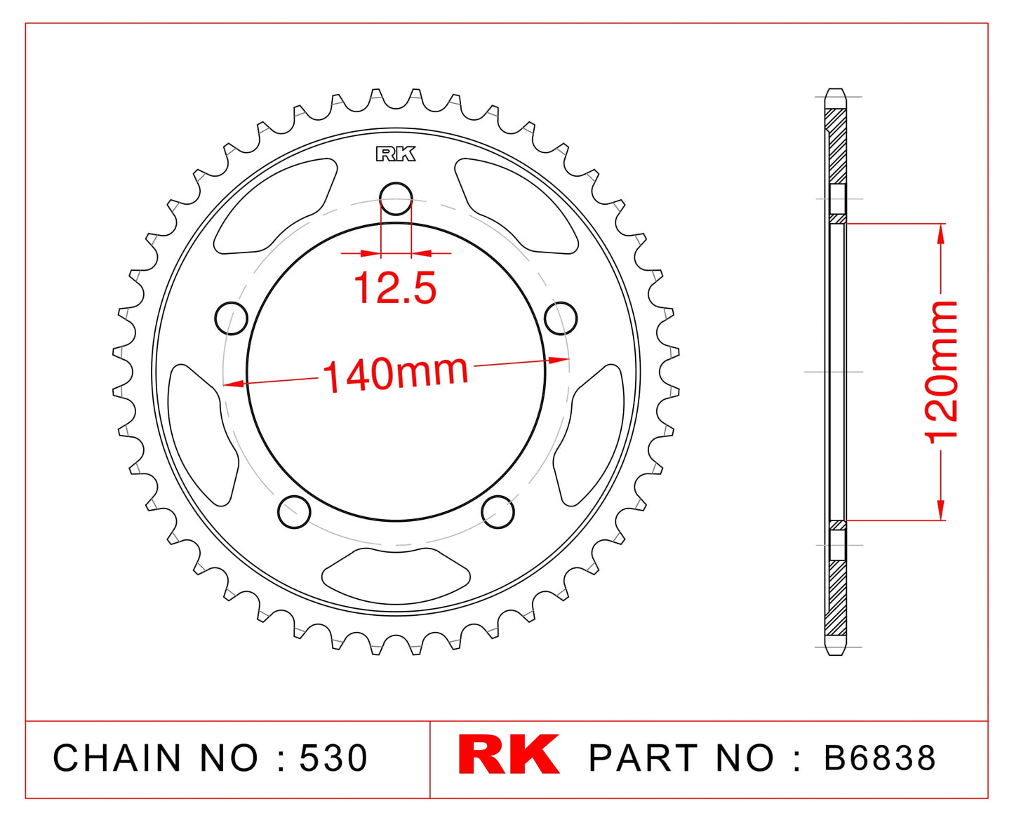 Sprocket Rear RK-B6838-41 JTR1797 Afam 14911