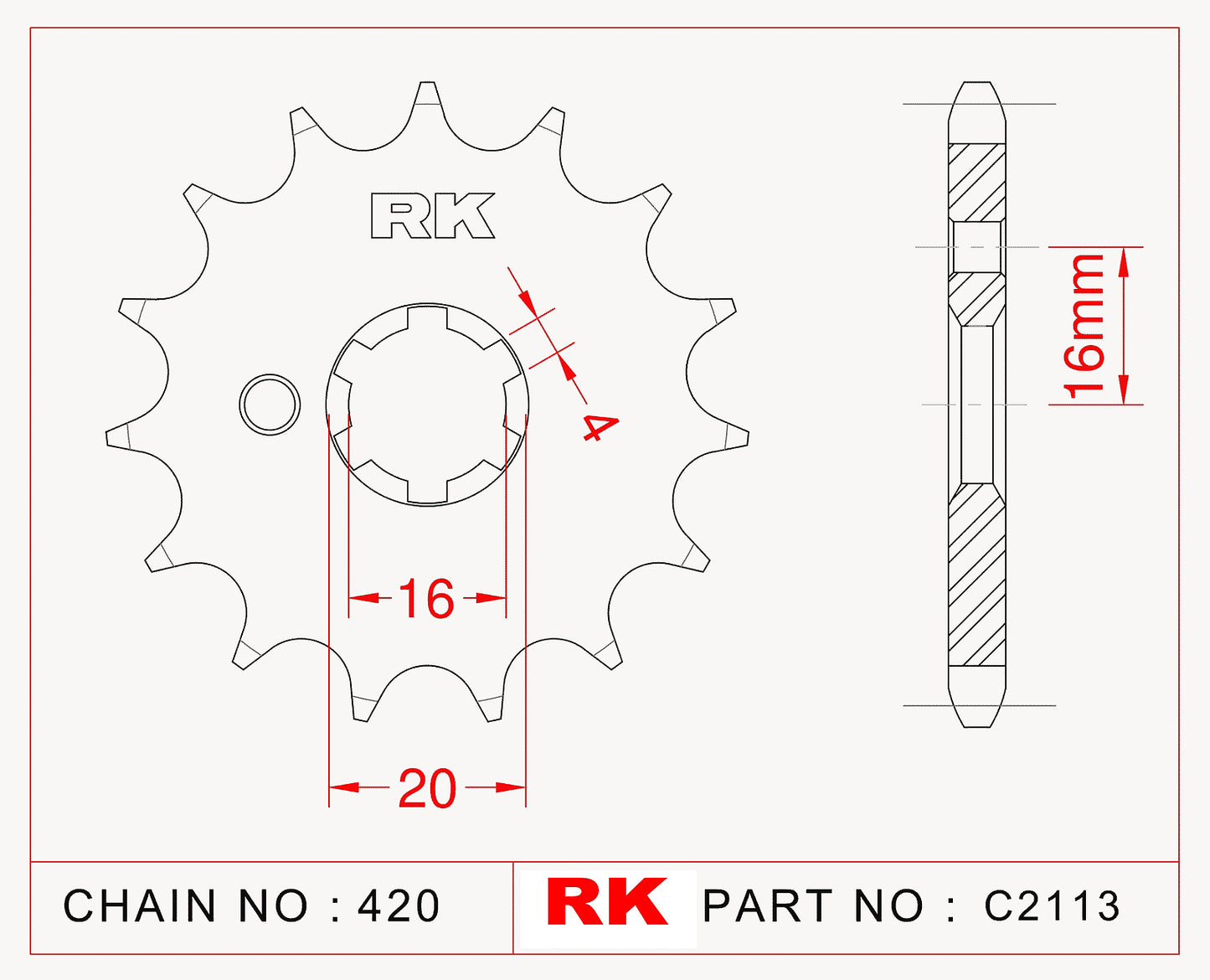 Sprocket Front RK-C2113-15 JTF546 Afam 30100
