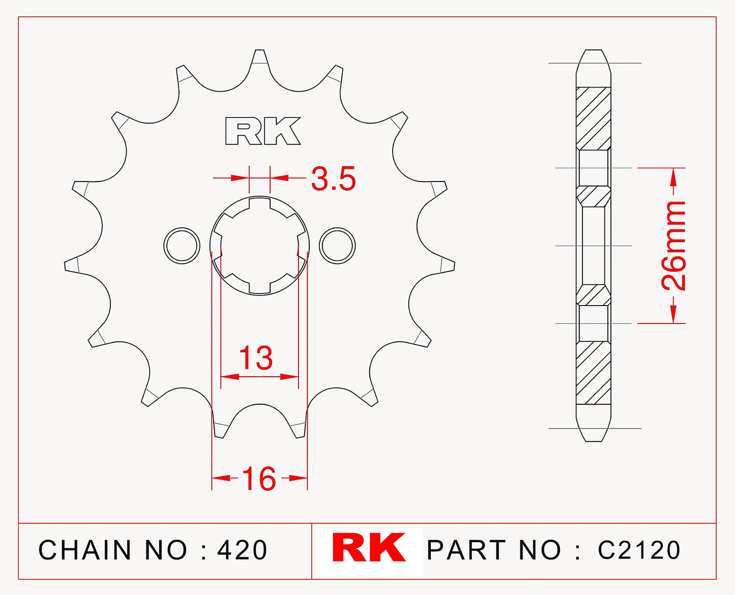 Sprocket Front RK-C2120-14 JTF563 AFAM 27100-14