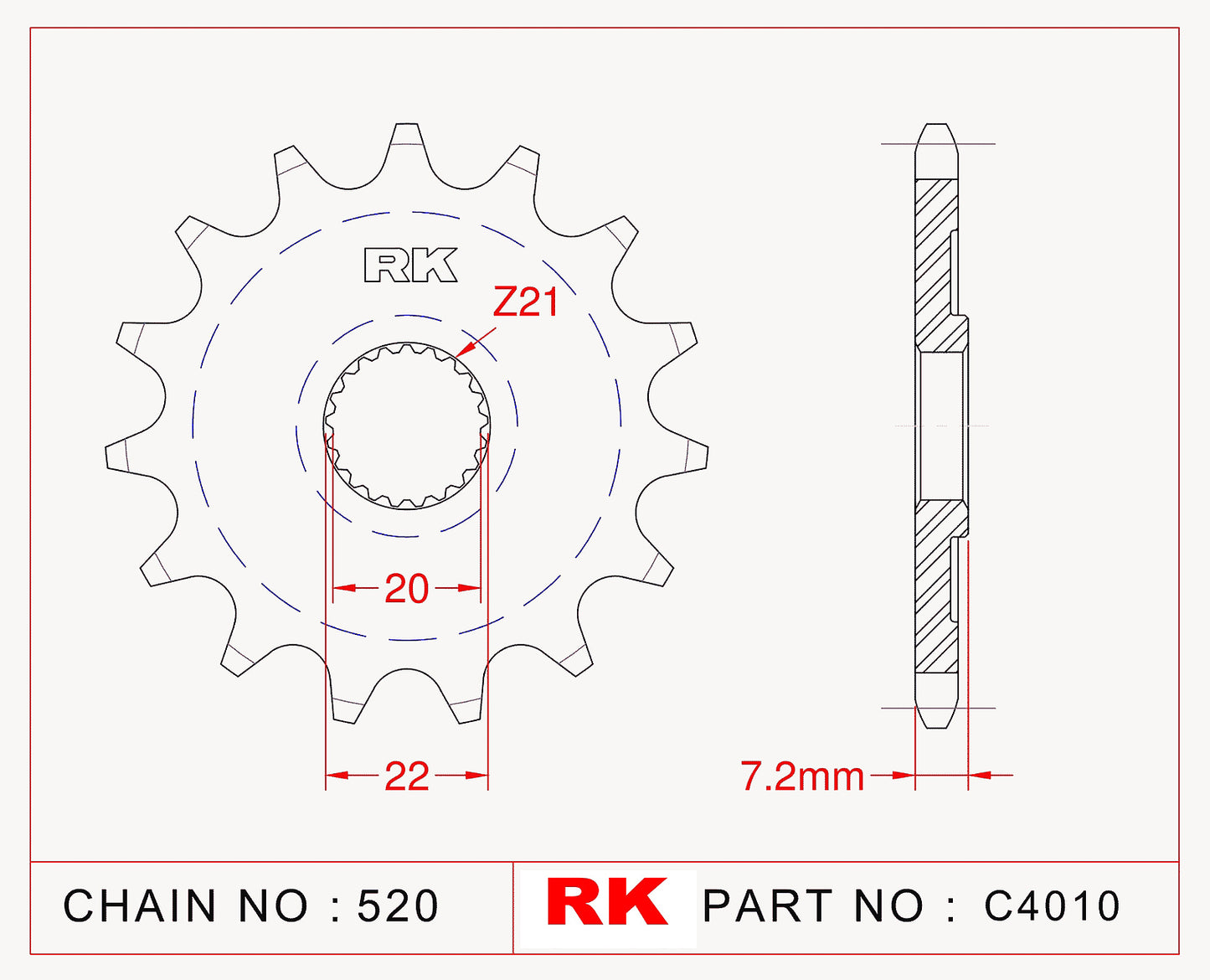 Sprocket Front RK-C4010-14 JTF1323 Afam 20210