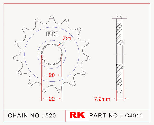 Sprocket Front RK-C4010-14 JTF1323 Afam 20210