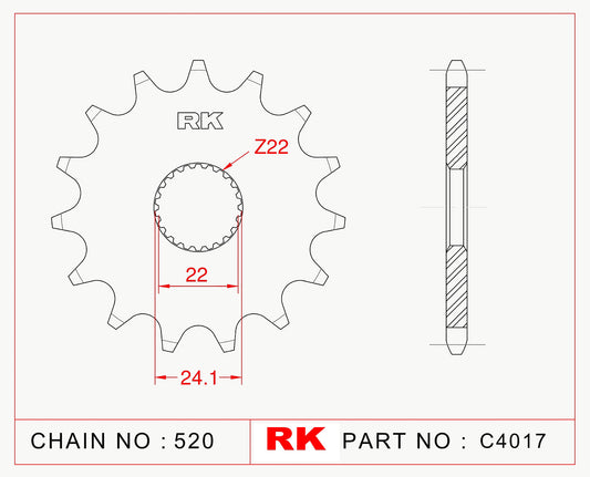 Sprocket Front RK-C4017-15 JTF394 Afam 61201