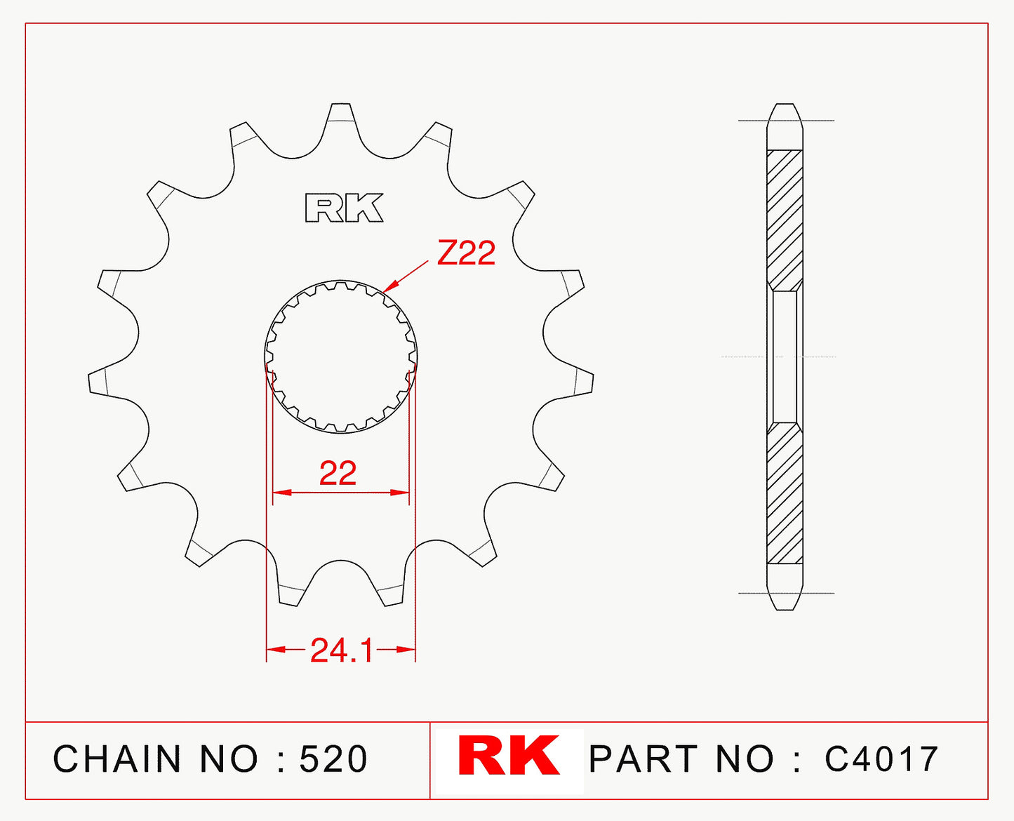 Sprocket Front RK-C4017-16 JTF394 Afam 61201