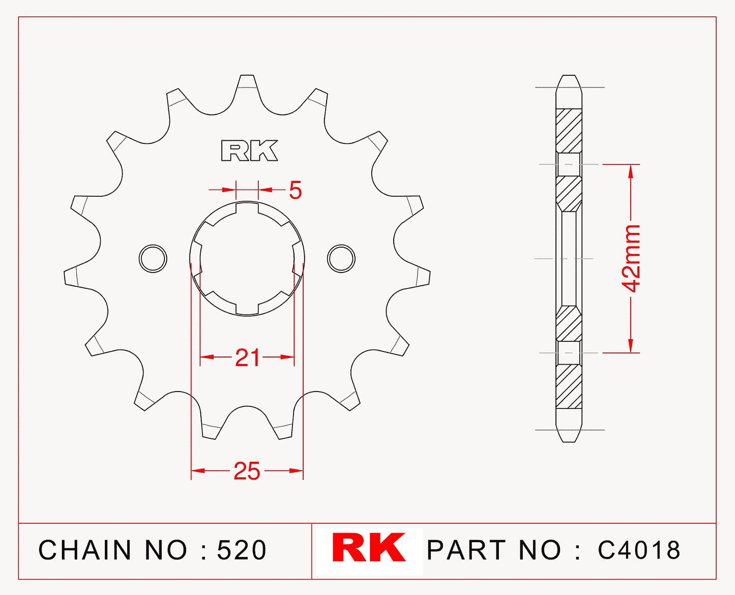 Sprocket Front RK-C4018-14 JTF569 Afam 21301