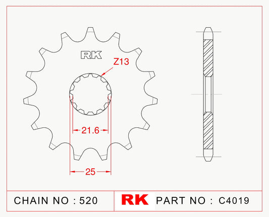 Sprocket Front RK-C4019-13 JTF565 Afam 27500