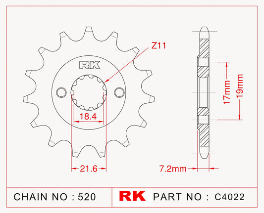 Sprocket Front RK-C4022-14 JTF1321 Afam 20320