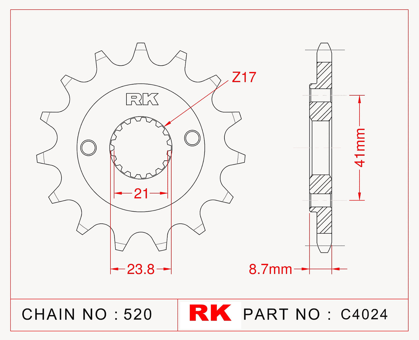 Sprocket Front RK-C4024-15 JTF1322 Afam 20314