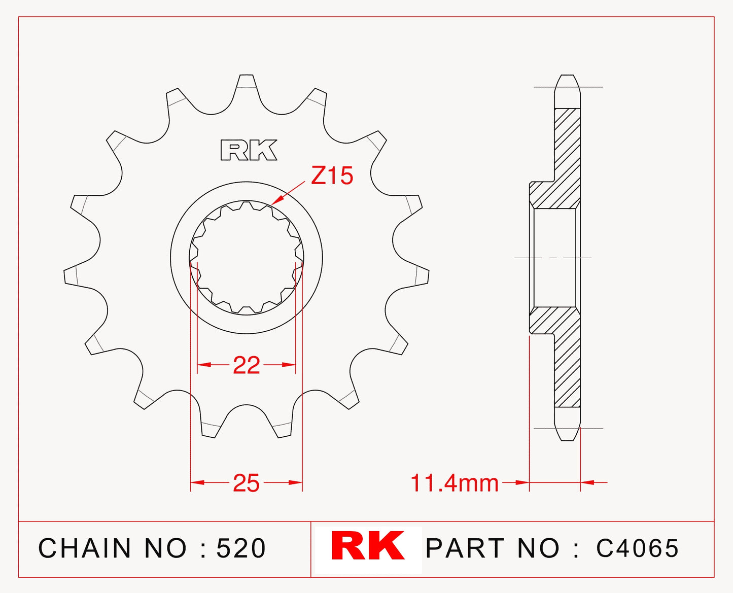 Sprocket Front RK-C4065-15 JTF1902 Afam 73303