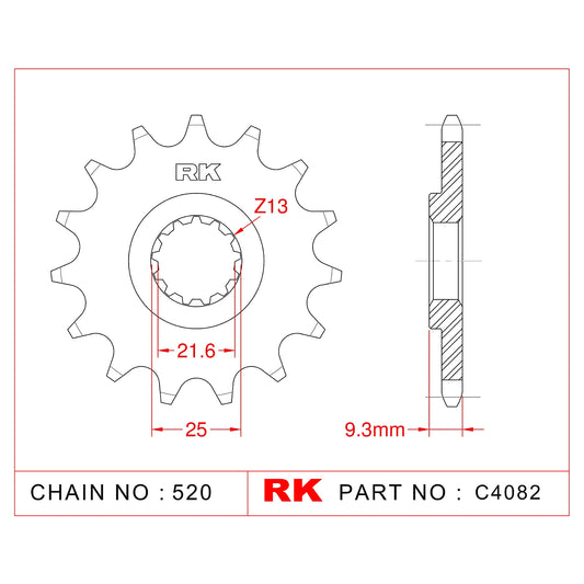 Sprocket Front RK-C4082-13 JTF1539 Afam 24502