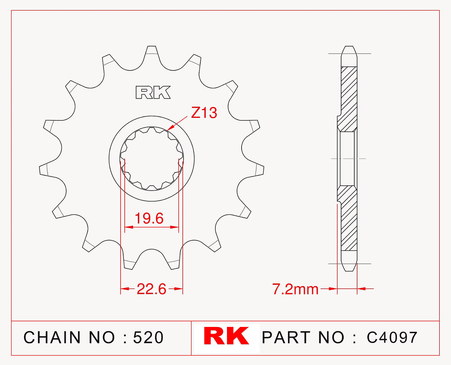 Sprocket Front RK-C4097-15 JTF434 AFAM 22401