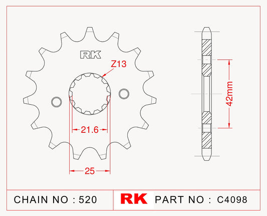 Sprocket Front RK-C4098-14 JTF436 AFAM 22304