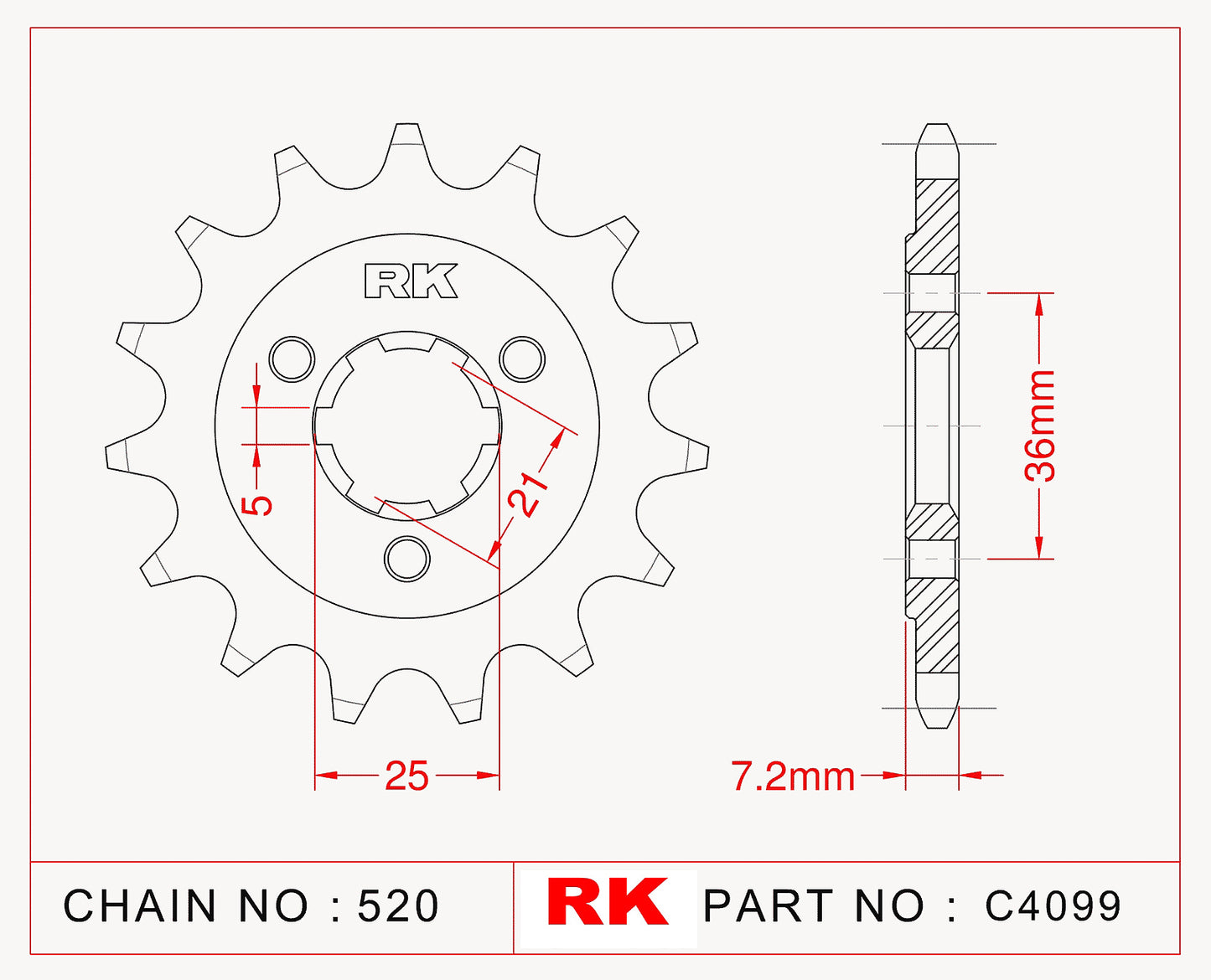 Sprocket Front RK-C4099-16 JTF437 AFAM 22503