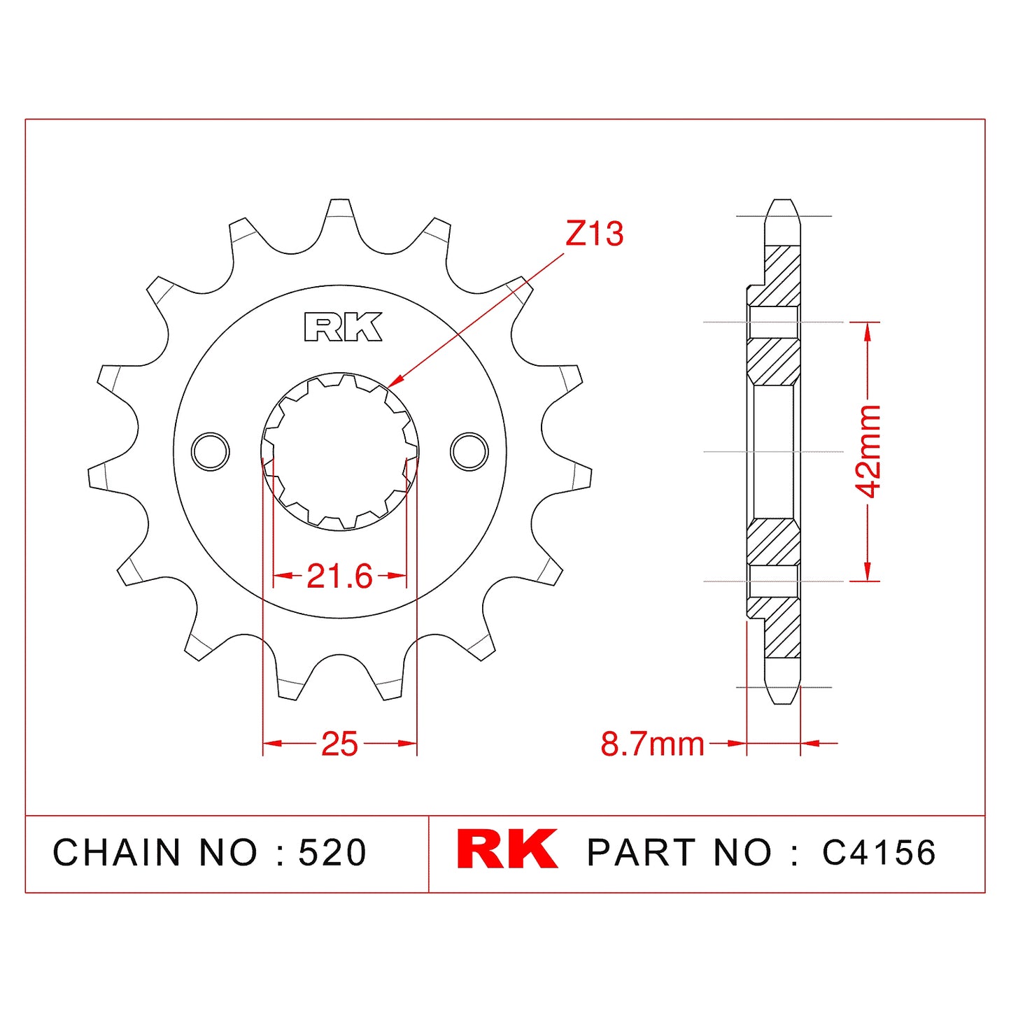 Sprocket Front RK-C4156-16 JTF512 Afam 24501