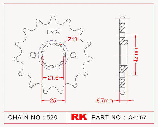 Sprocket Front RK-C4157-14 JTF516 Afam 24502