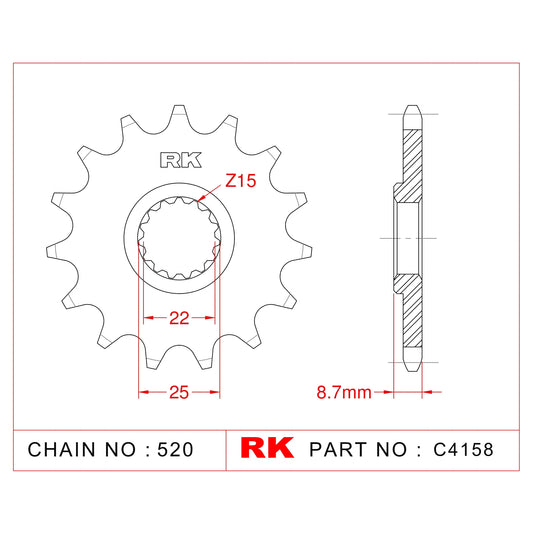 Sprocket Front RK-C4158-14 JTF1901 Afam 73301