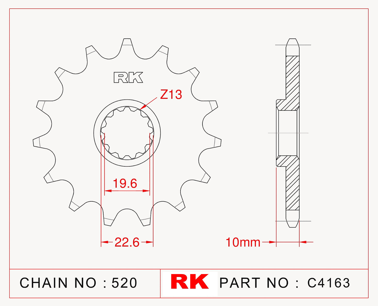 Sprocket Front RK-C4163-14 JTF432 Afam 22303